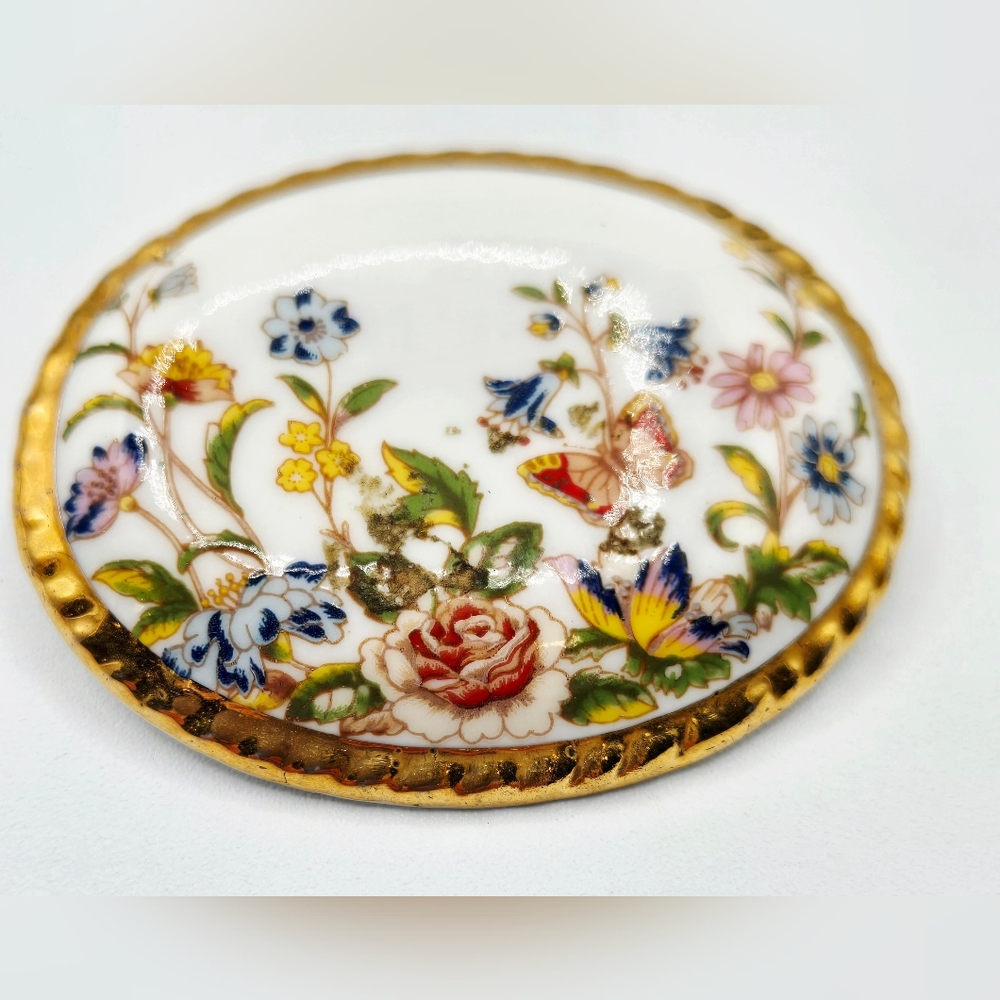 Ansley Fine Bone China Brooch Cottage Garden Pattern